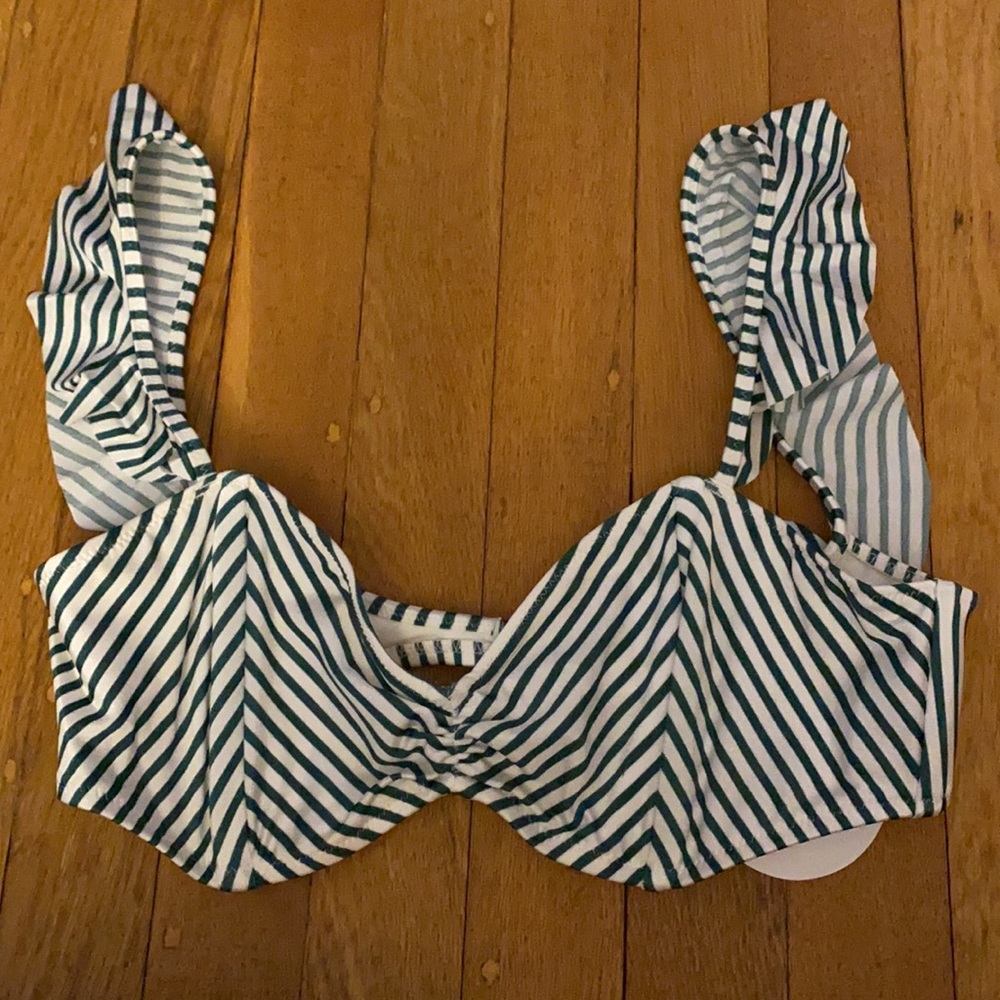 Tori Praver Vada Striped Ruffle Bikini Top - Picture 3 of 11